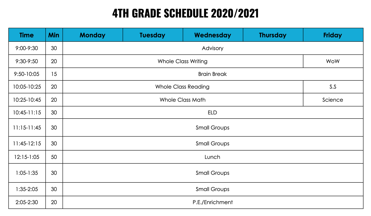 Daily Schedule